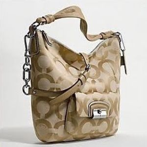 Coach Kristan Gold Tan Signature Satchel Bag